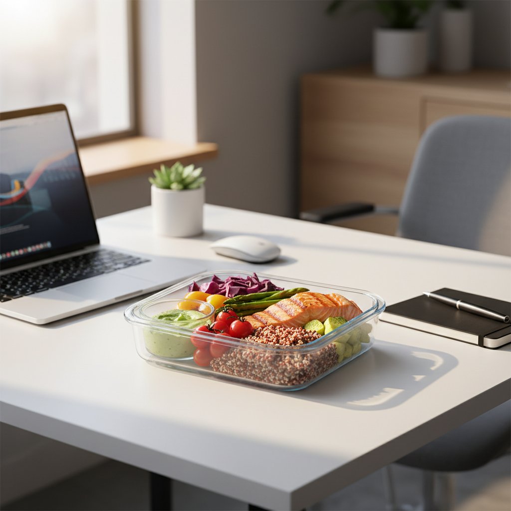 Fresh office lunch delivery with healthy meal containers for workplace catering in London